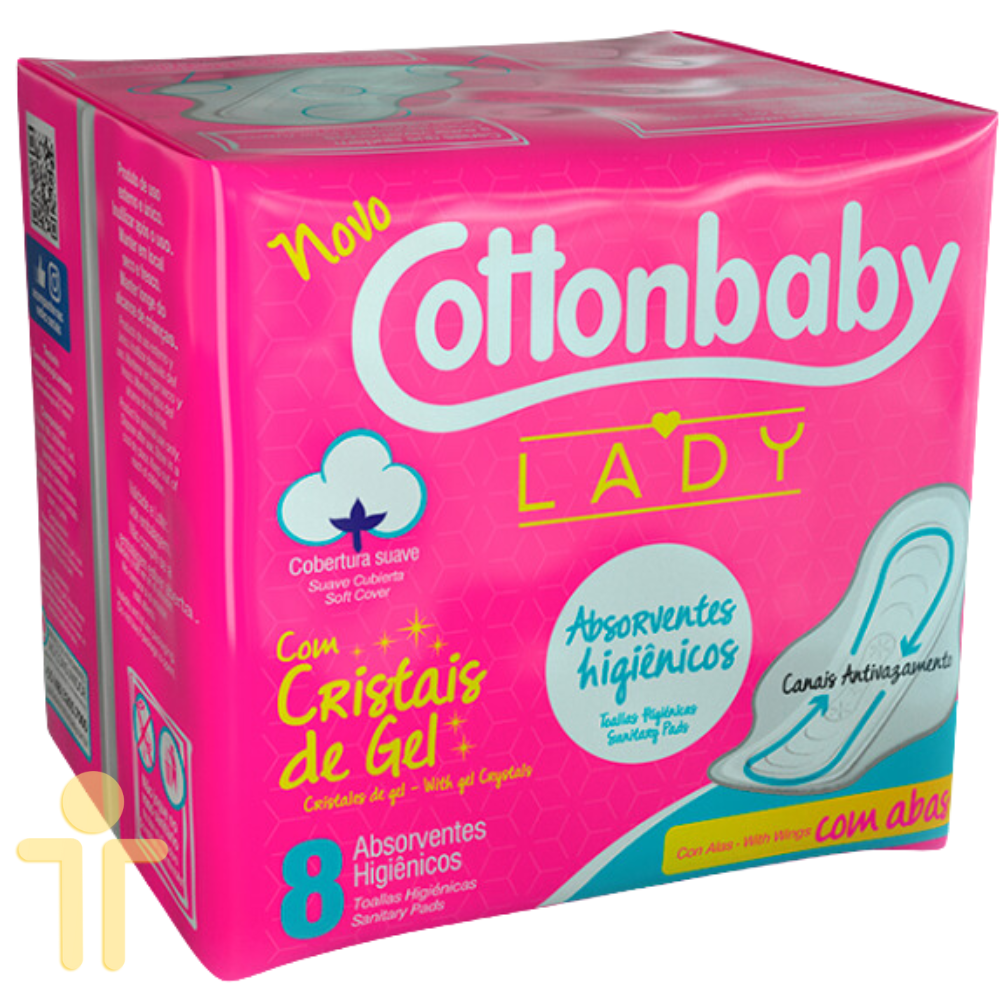 Absorvente LADY com abas 8 unidades - Cottonbaby