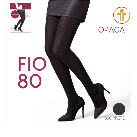 Meia Calça Elastano FIO 80 Opaca - Cor Preto | SELENE