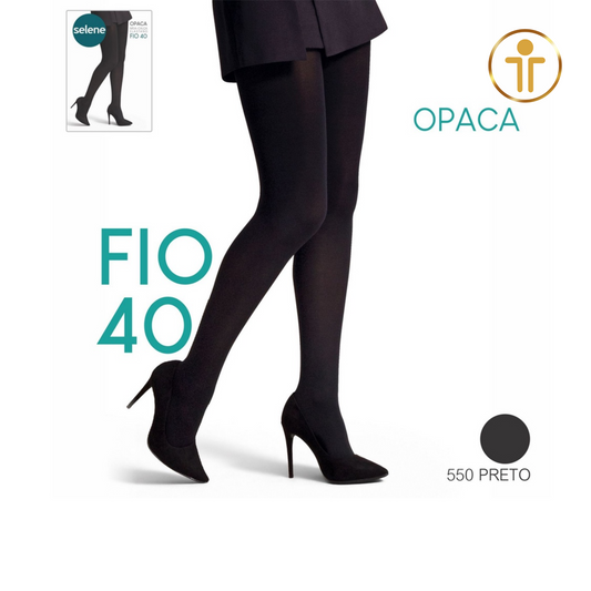 Meia-Calça Elastano FIO 40 Opaca - Cor Preto | SELENE