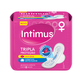 Absorvente INTIMUS Tripla Proteção com Abas Cobertura Extrea Suave com 8 unidades