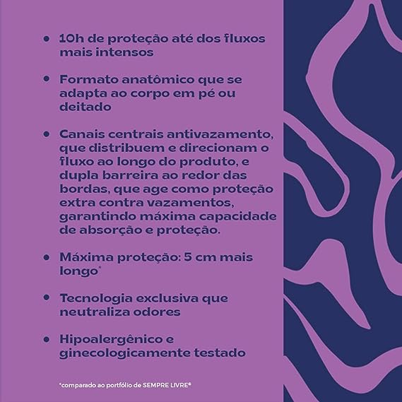 Absorvente Sempre NOITE e DIA Livre Adapt Plus Cobertura Suave com Abas com 8 Unidades