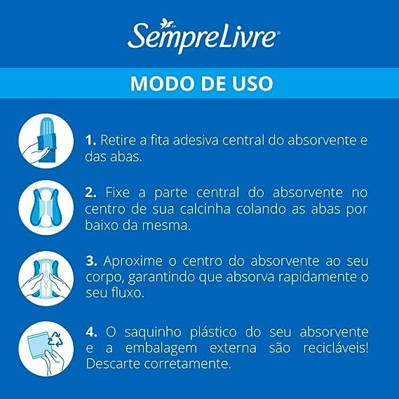 Absorvente Sempre Livre Adapt Cobertura Suave Com Abas com 8 Unidades
