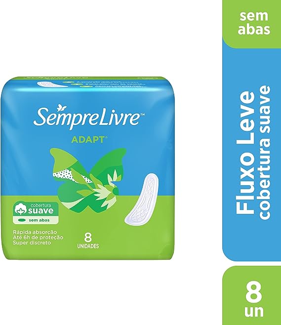 Absorvente Sempre Livre Adapt Cobertura Suave Sem Abas com 8 Unidades