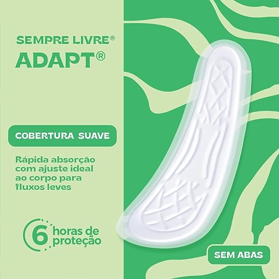 Absorvente Sempre Livre Adapt Cobertura Suave Sem Abas com 8 Unidades