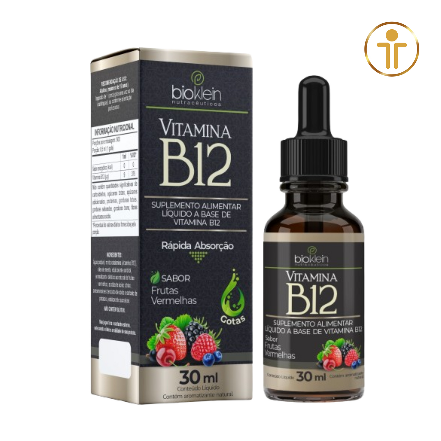 Vitamina B12 (Metilcobalamina) 30 ml – Gotas Sabor Frutas Vermelhas | BIOKLEIN