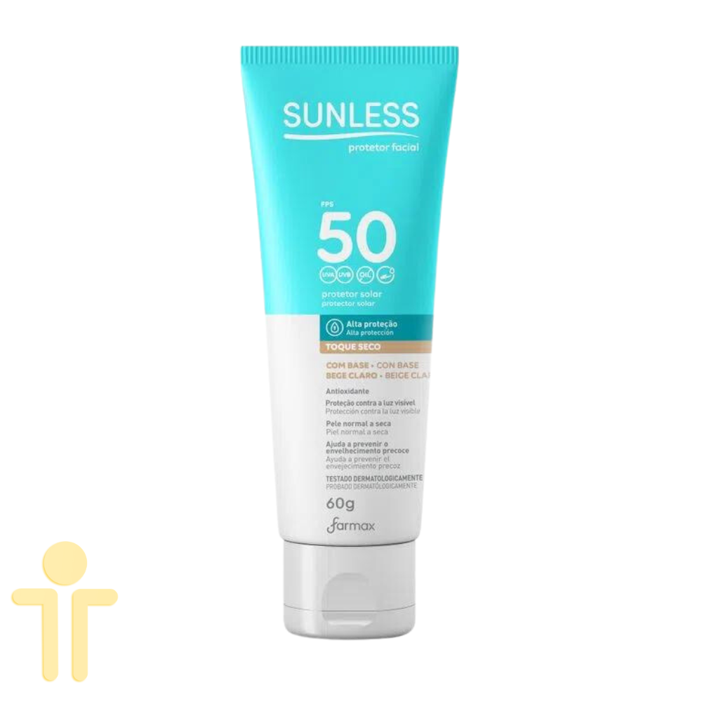 Protetor Solar Facial Bege Claro Sunless FPS50 60g