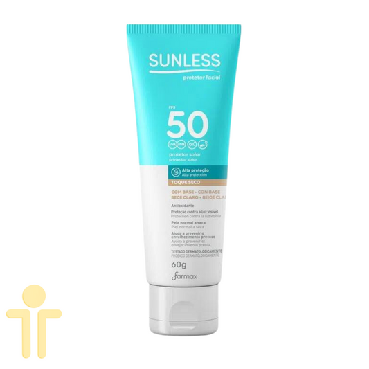 Protetor Solar Facial Bege Claro Sunless FPS50 60g