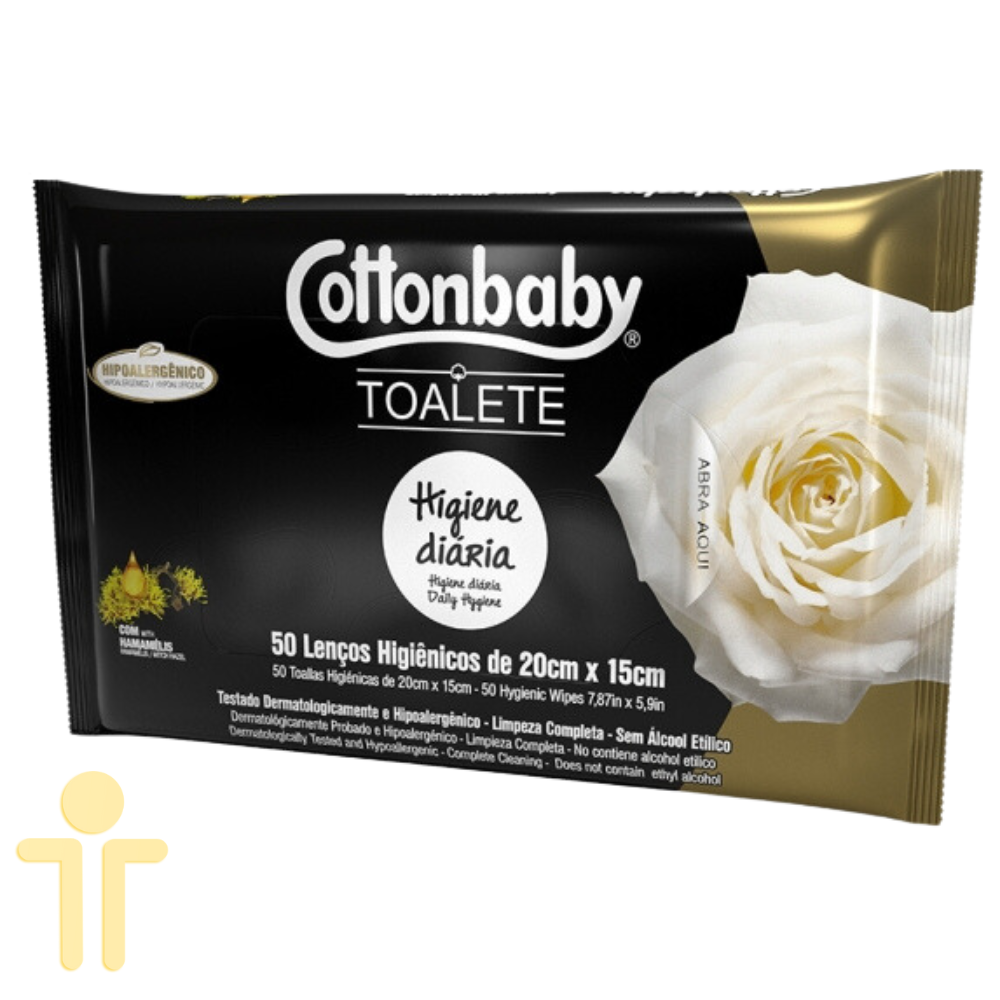 Lenço Umedecido Higiênico Toalete Diária 50 unidades - Cottonbaby