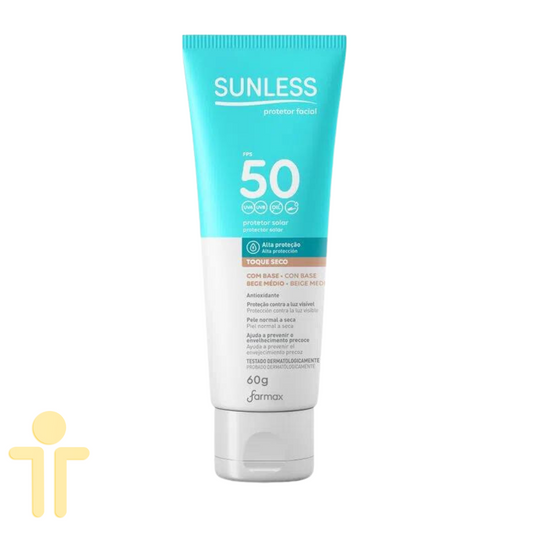 Protetor Solar Facial Bege Médio Sunless FPS50 60g