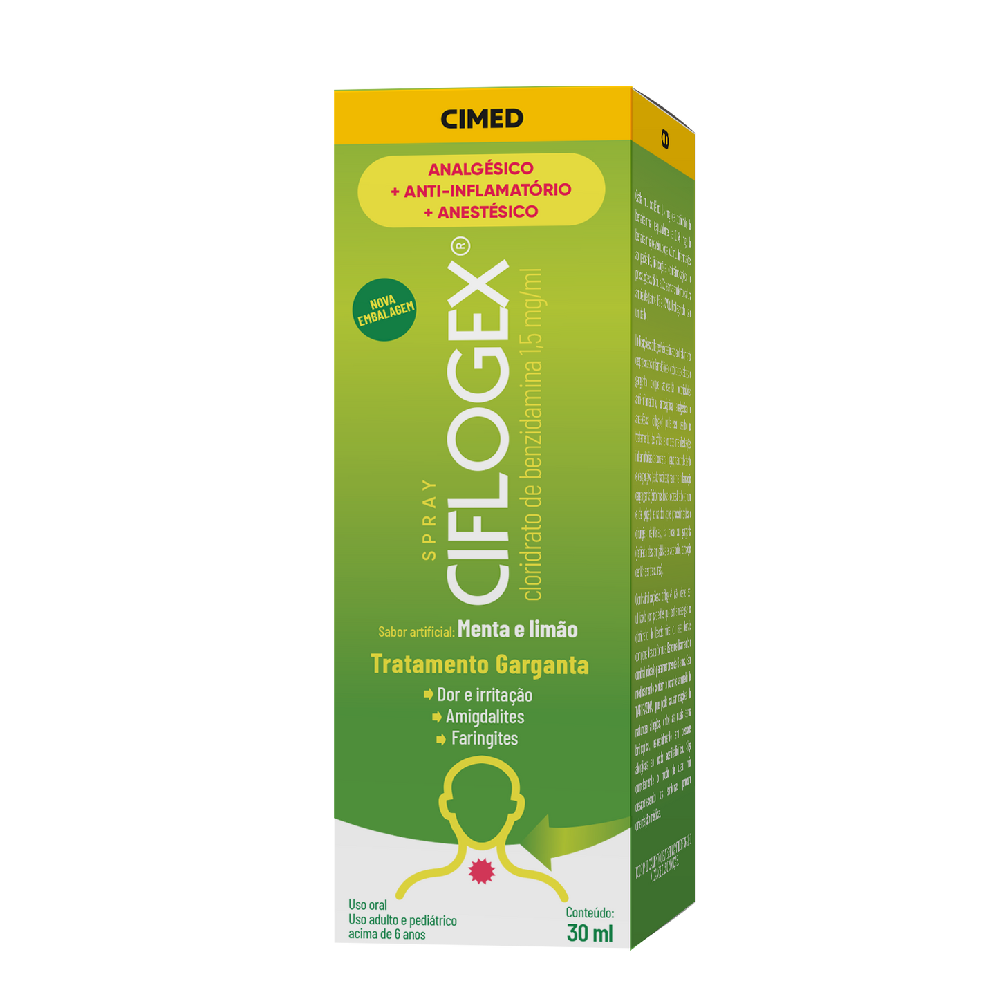 Ciflogex SPRAY Menta e Limão - Cloridrato de Benzidamina  1,5mg - 30ml  - Cimed