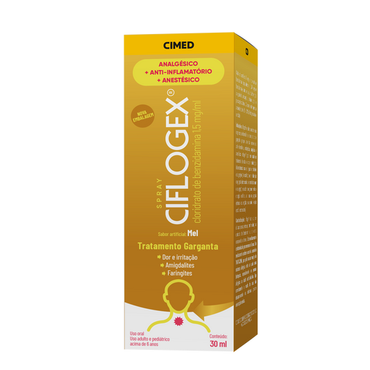 Ciflogex SPRAY Mel - Cloridrato de Benzidamina 1,5mg - 30ml  - Cimed