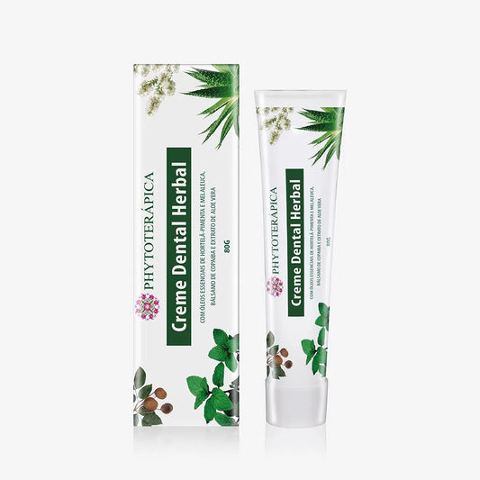 Creme Dental Adulto Herbal Com óleos essenciais e extrato de aloe 80 g - Phytoterápica