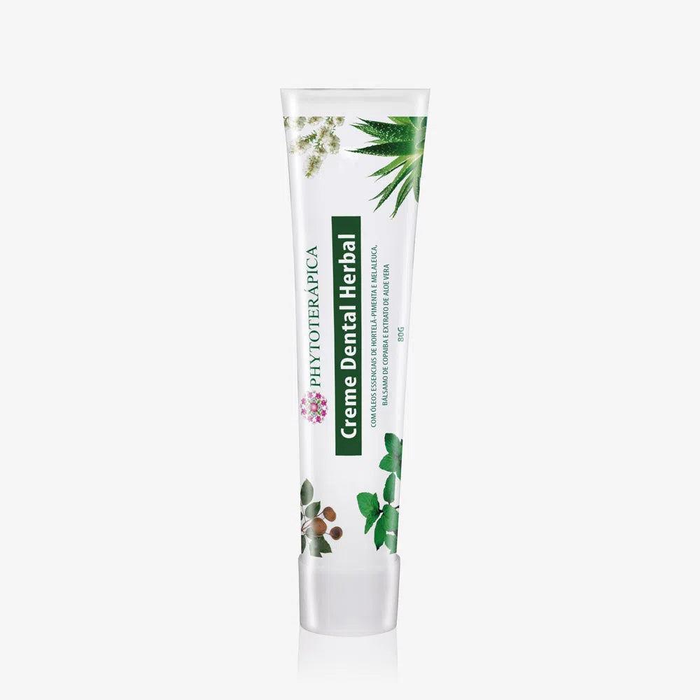 Creme Dental Adulto Herbal Com óleos essenciais e extrato de aloe 80 g - Phytoterápica