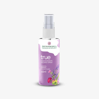 Desodorante VEGANO Spray TRUE com óleos essenciais 60 ml - Phytoterápica