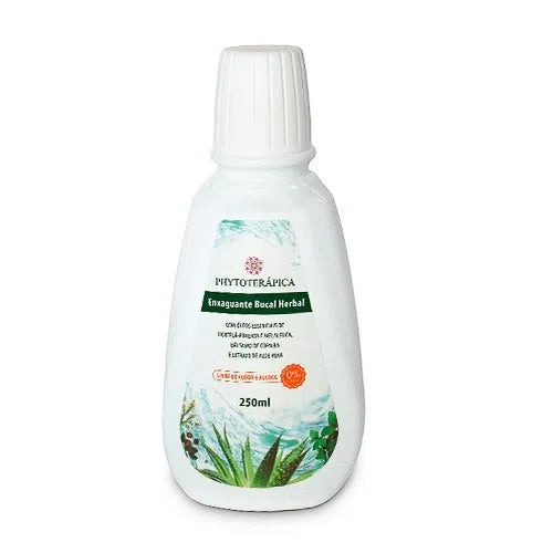 Enxaguante Bucal HERBAL Com óleos essenciais de hortelã-pimenta, melaleuca, bálsamo de copaíba e extrato de aloe vera 250 ml - Phytoterápica