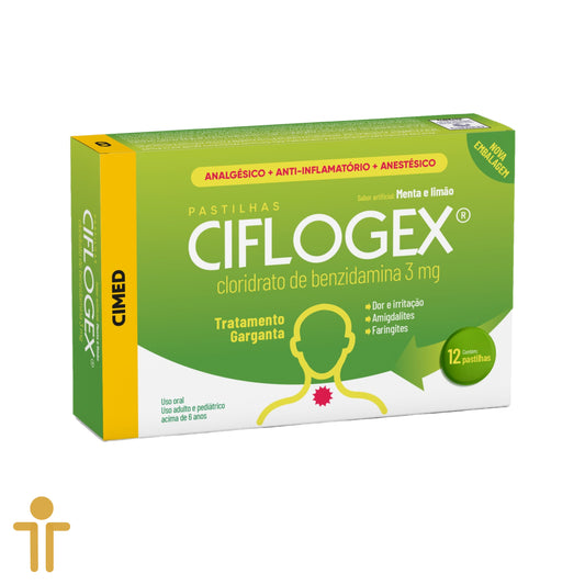 Ciflogex PASTILHA Menta e Limão - Cloridrato de Benzidamina 3mg - 12u  - Cimed