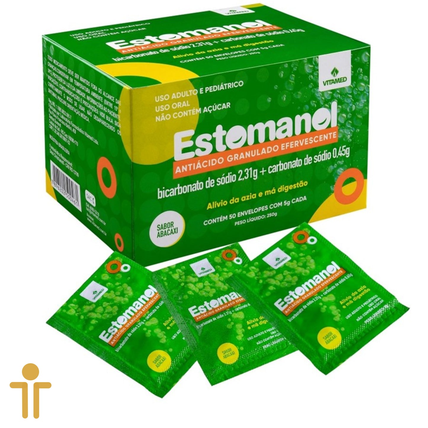 Estomanol ABACAXI Sachê Efervecente - CAIXA 50 unidade - 5 gramas - Vitamed