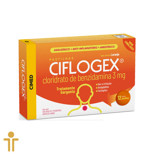 Ciflogex PASTILHA Laranja - Cloridrato de Benzidamina 3mg - 12u  - Cimed