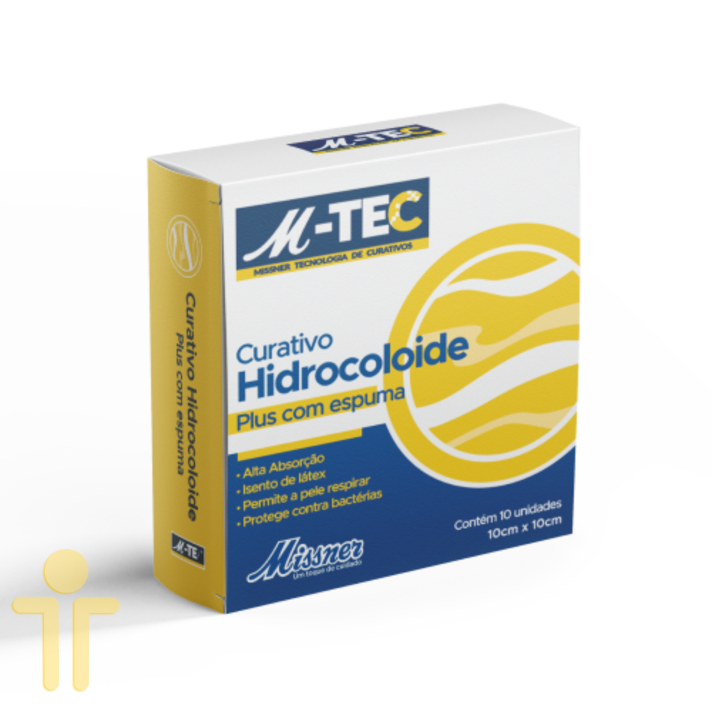 Curativo Hidrocoloide c/ Espuma M-Tec 10cm x 10cm cx c/10un