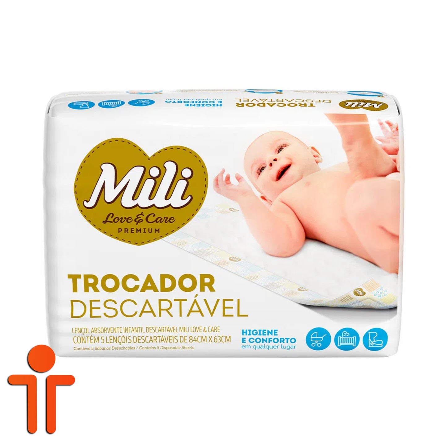 Lençol Descartável Trocador Mili Infantil 5 Unidades - Mili