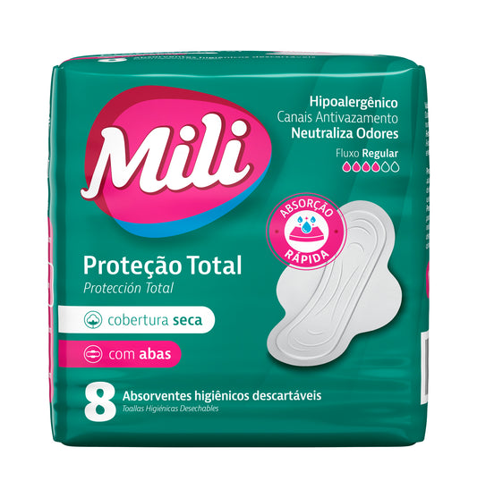 Absorvente MILI Proteção TOTAL Com Abas Cobertura Seca com 32 unidades