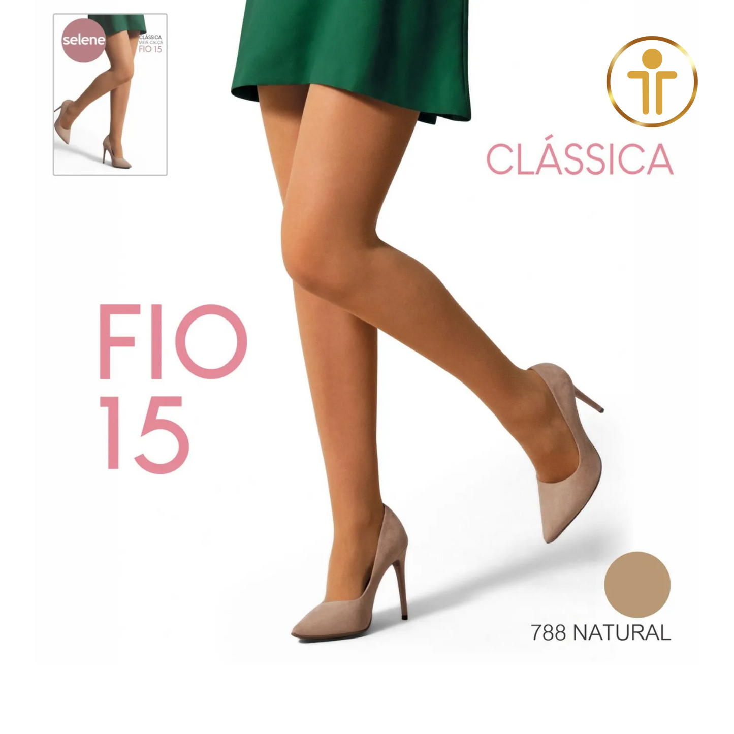 Meia-Calça Elastano FIO 15 Clássica - Cor Preto ou Natural |SELENE