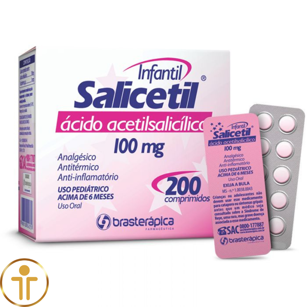 AAS 100 mg Infantil - Ácido Acetilsalicílico 200 comprimidos (20 cartelas)- Brasterápica